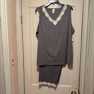 Covington Charcoal Lace Trim Pajama Set